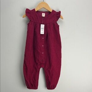 Baby GAP Corduroy Romper Burgundy Cranberry 6 - 12 Month Girls New NWT